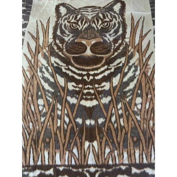 Chatham North Star Vintage Tiger Jungle Safari Reversible Blanket Throw 78x61 - Picture 4 of 7